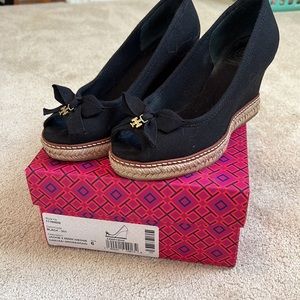 Tory Burch Jackie Canvas Wedges